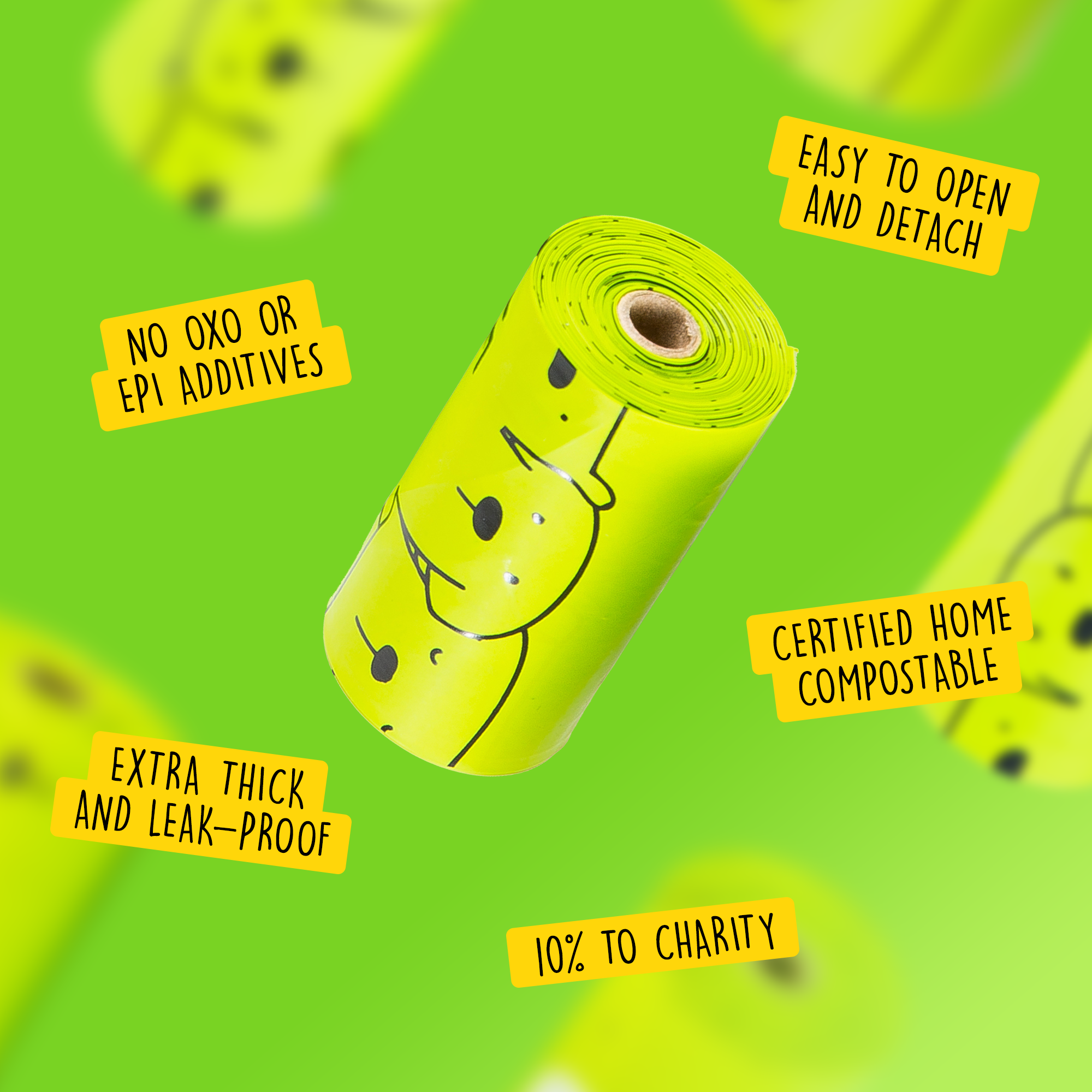 Extra Long Certified Compostable Dog Poop Bags with Handles