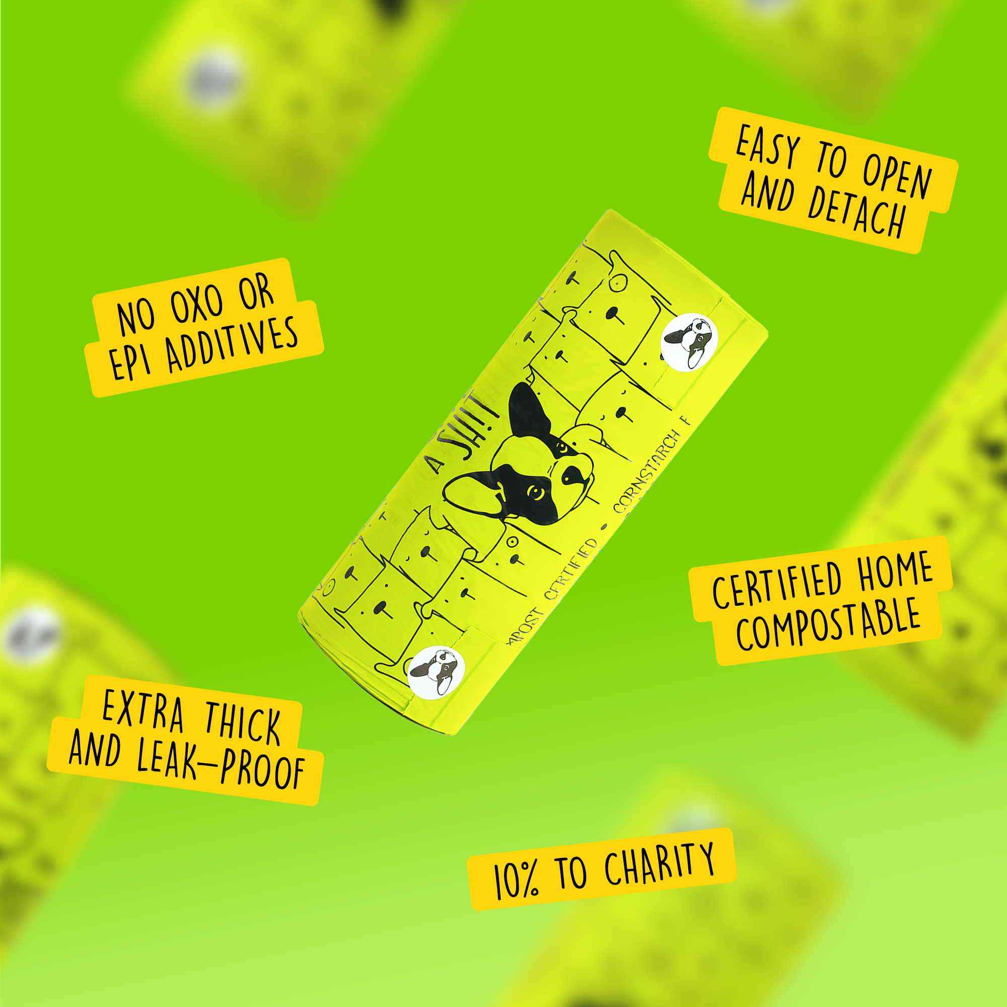 Certified Compostable Dog Poop Bags with Handles