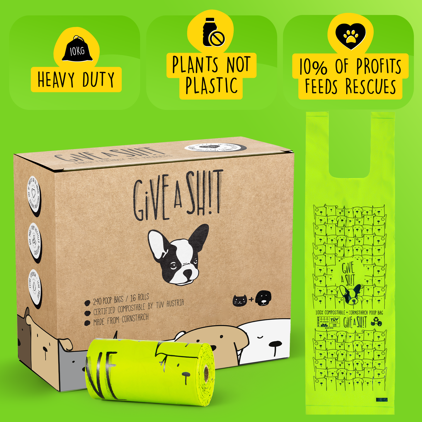 Extra Long Certified Compostable Dog Poop Bags with Handles