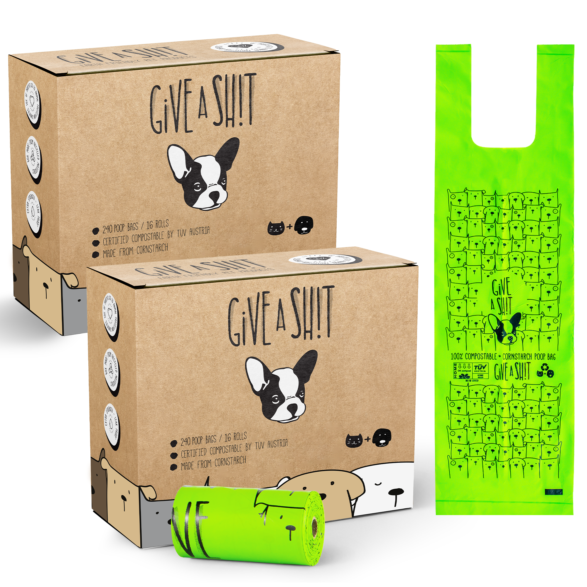 Extra Long Certified Compostable Dog Poop Bags with Handles
