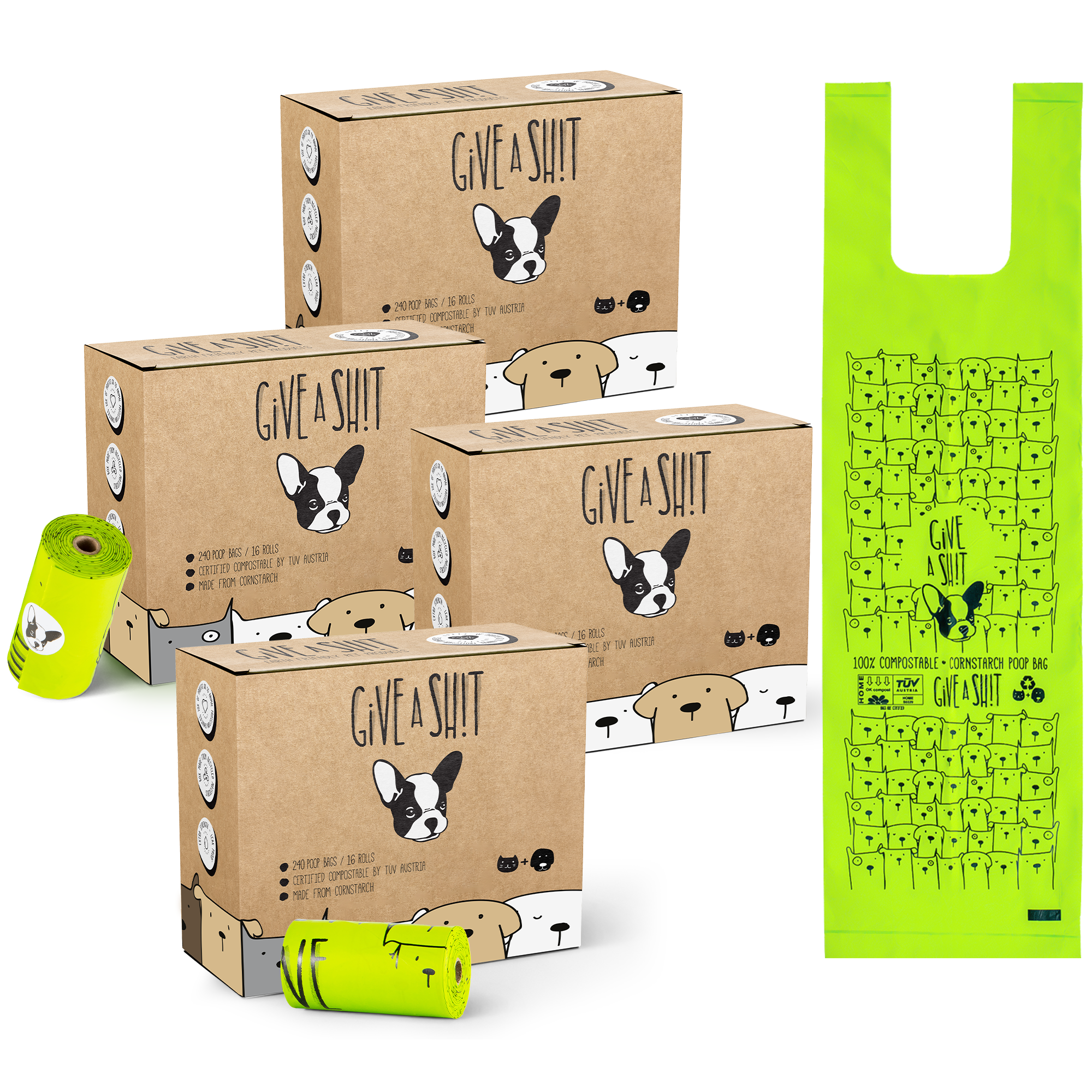 Extra Long Certified Compostable Dog Poop Bags with Handles