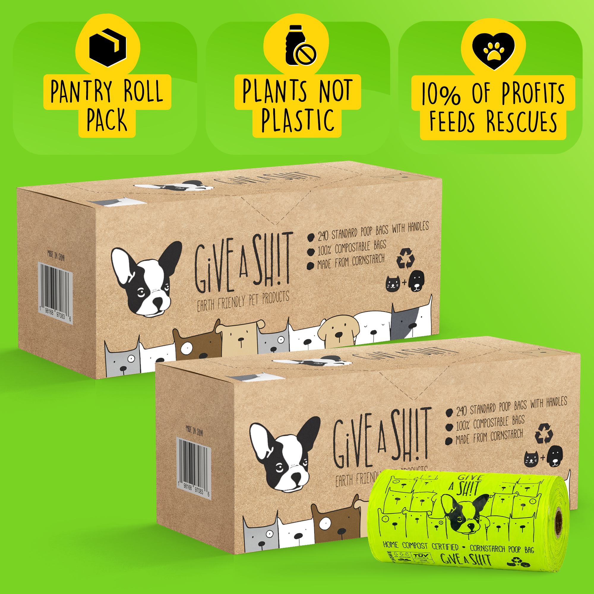 Certified Compostable Dog Poop Bags with Handles
