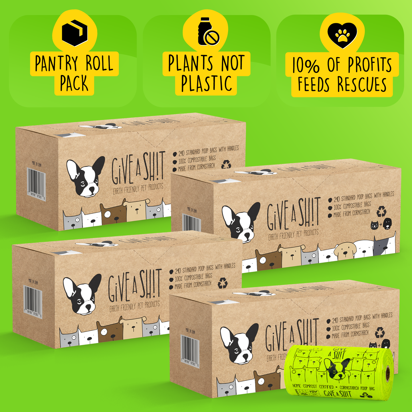 Certified Compostable Dog Poop Bags with Handles