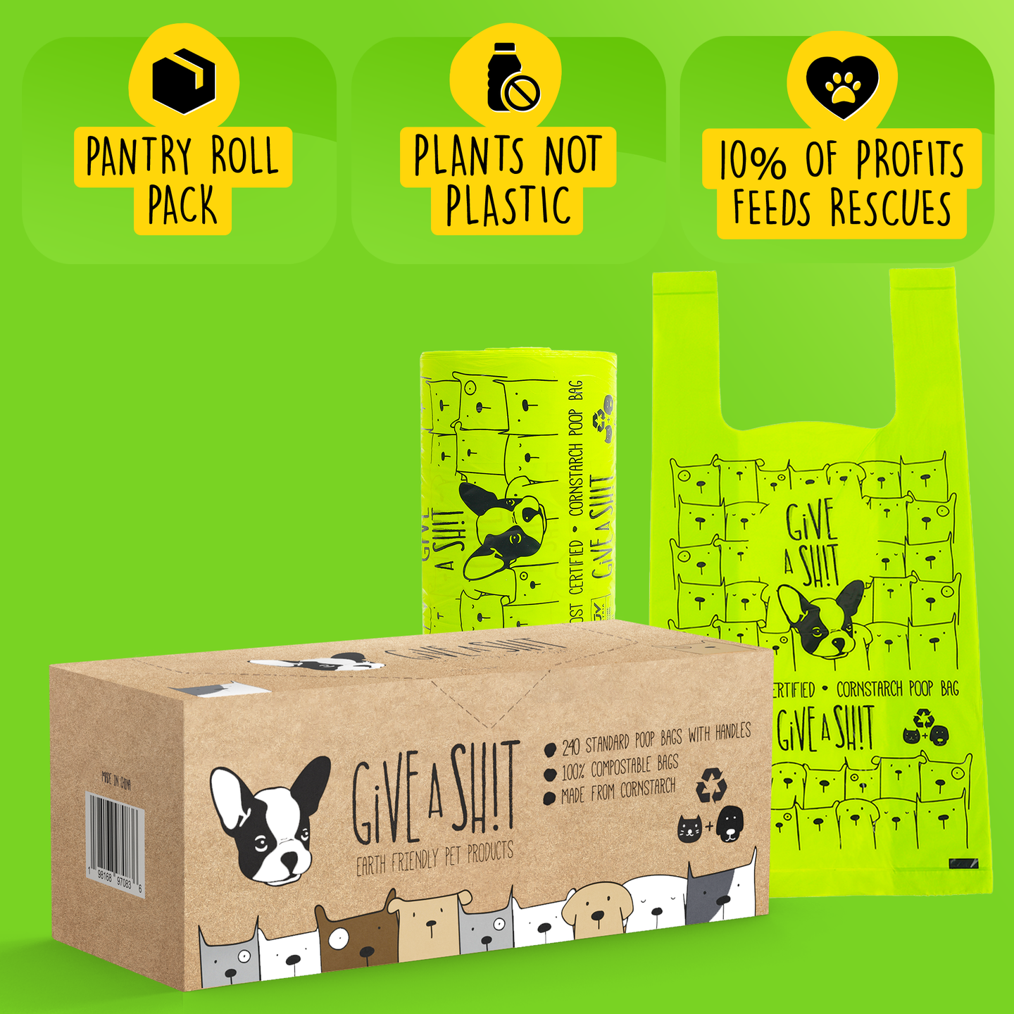 Certified Compostable Dog Poop Bags with Handles