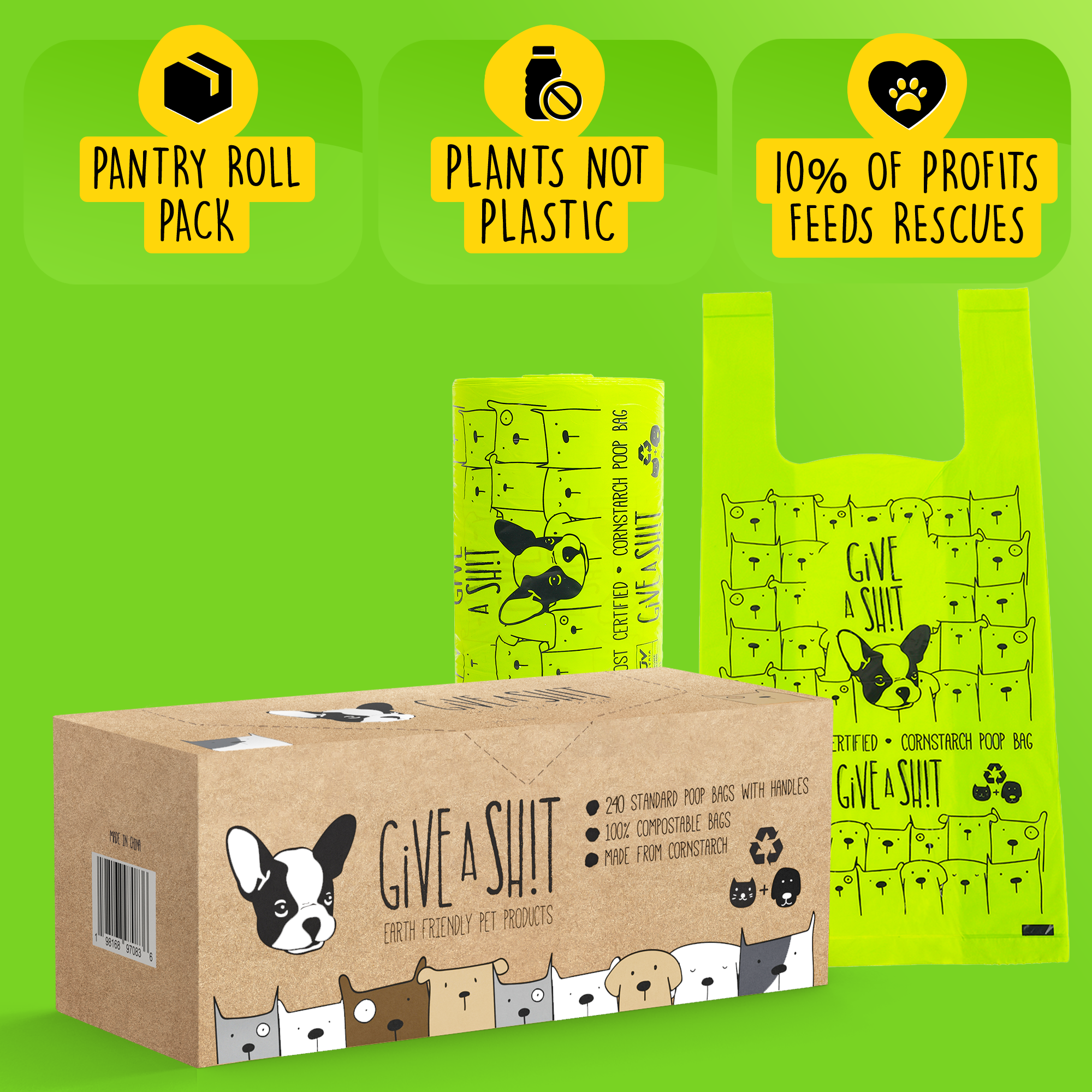 Certified Compostable Dog Poop Bags with Handles
