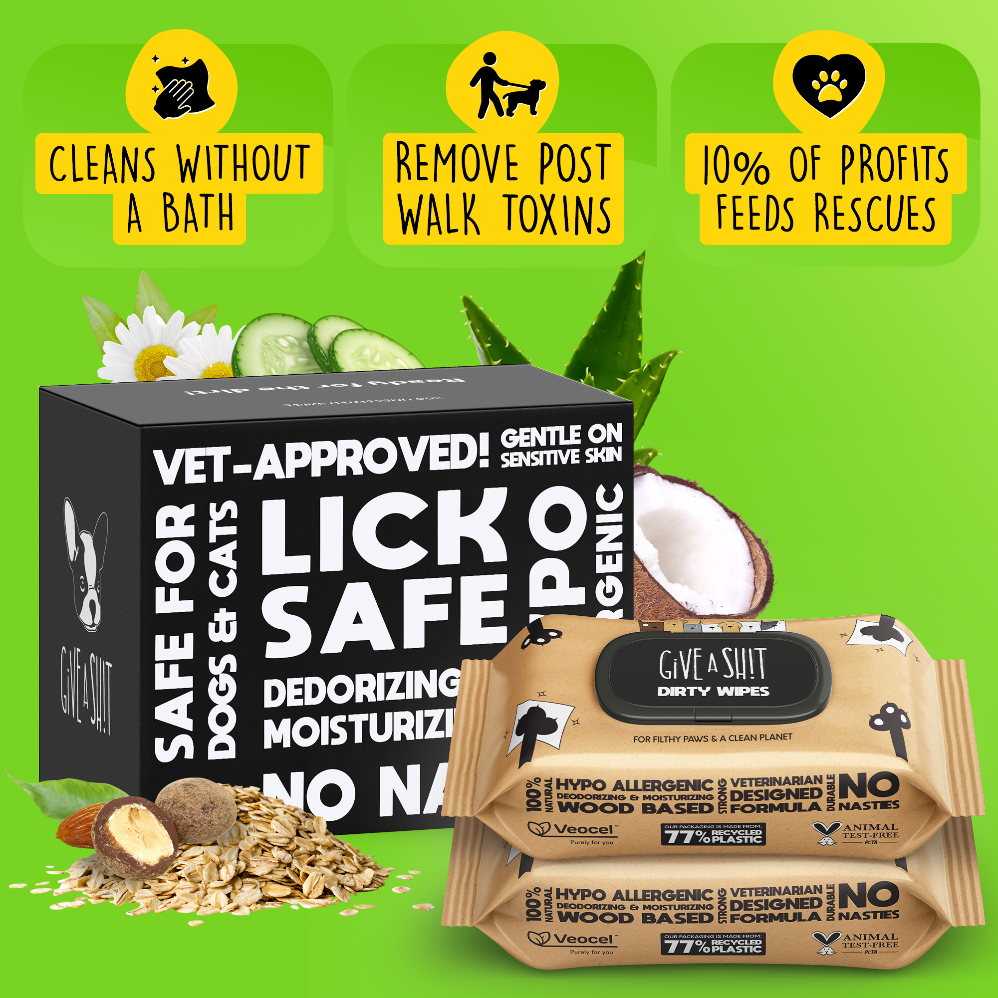 Lick-Safe Hypoallergenic Pet Wipes for Dogs & Cats